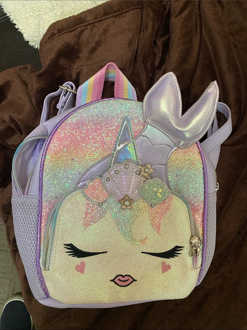 Glitter Mermaid Kids Backpack - Lavender Pink